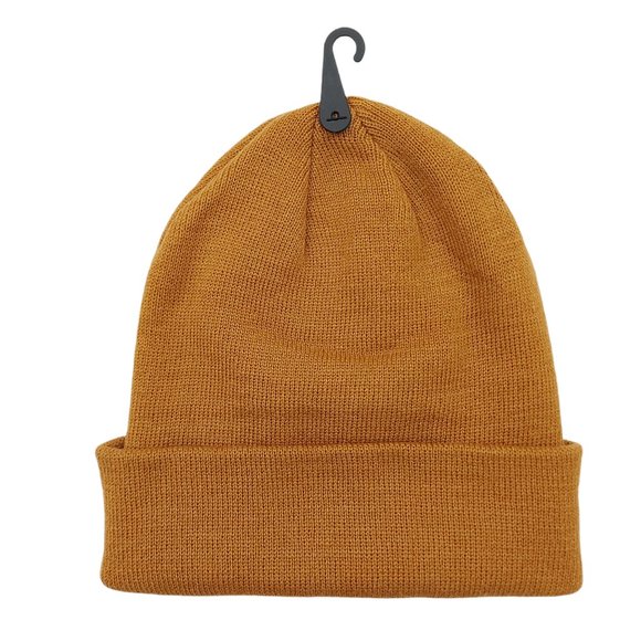 Timberland Mens Cuff Beanie One Size Knitted Caramel Embroidery Logo - Picture 2 of 6